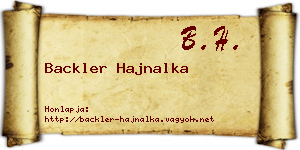 Backler Hajnalka névjegykártya